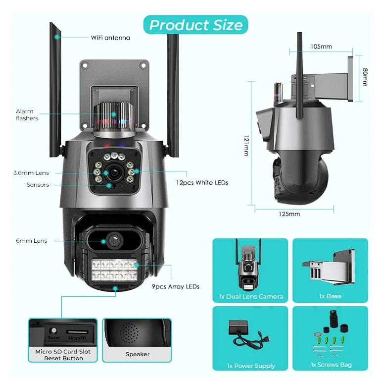 Cámara exterior doble lente